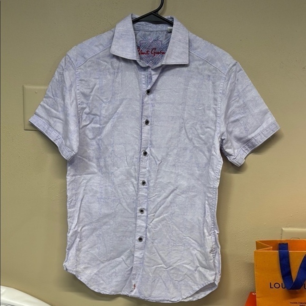 Robert Graham light purple short sleeve linnen blend button up collard shirt s
